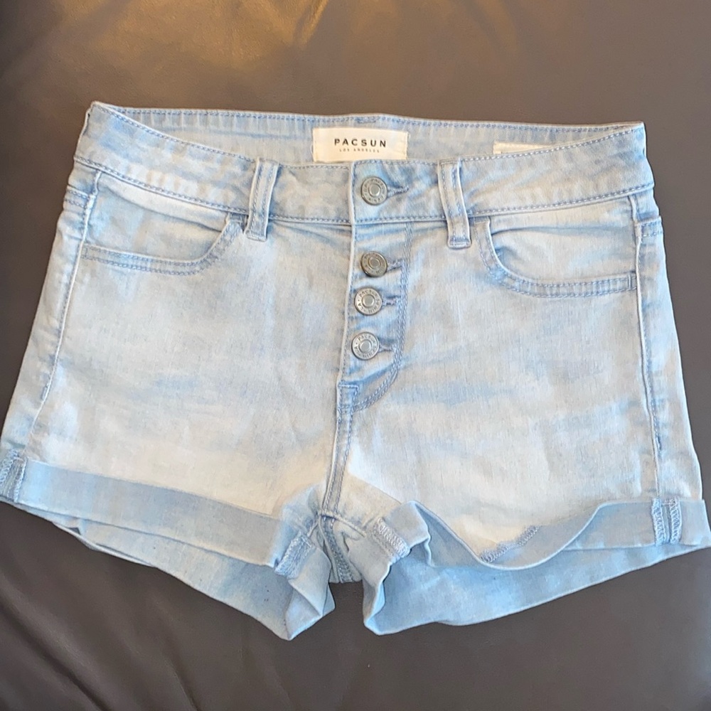 Light Blue Denim Cuffed Super Stretch Shortie PacSun Size 24